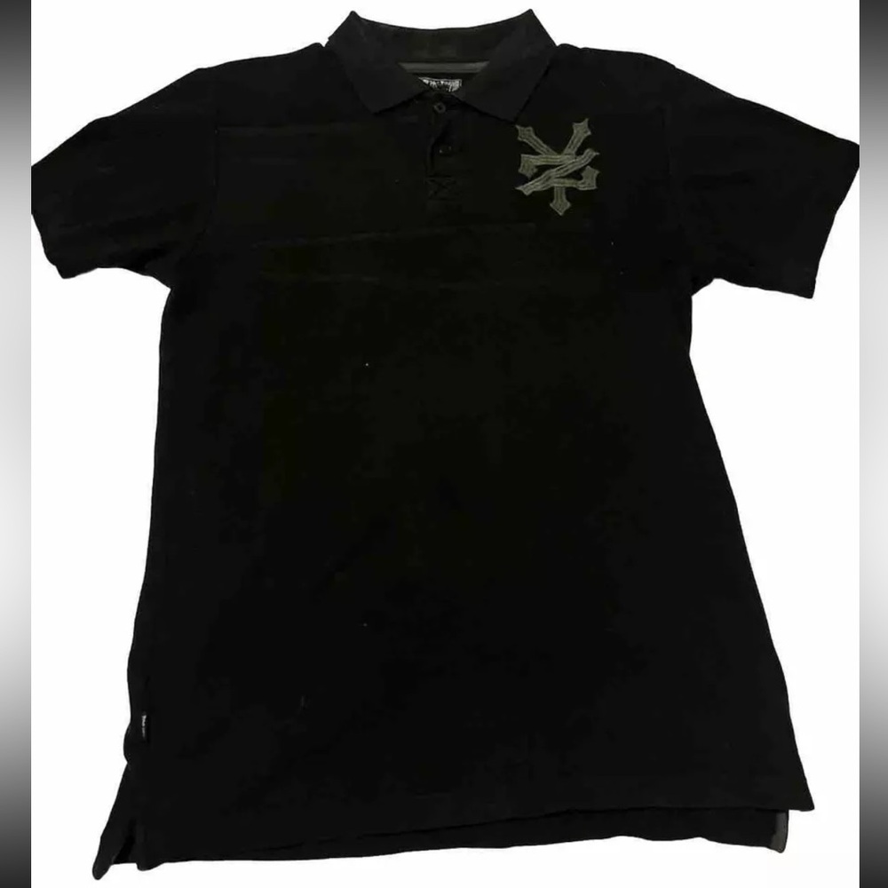 Zoo York Polo Shirt Mens Medium Short Sleeve Black Cotton Embroidered Collared T